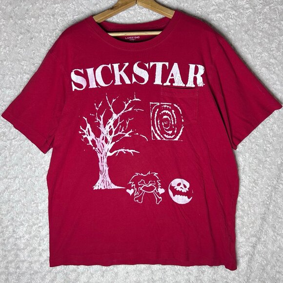Lands End Sickstar Graphic T-Shirt Pocket Tee Red L/T 42-44 - Picture 5 of 5